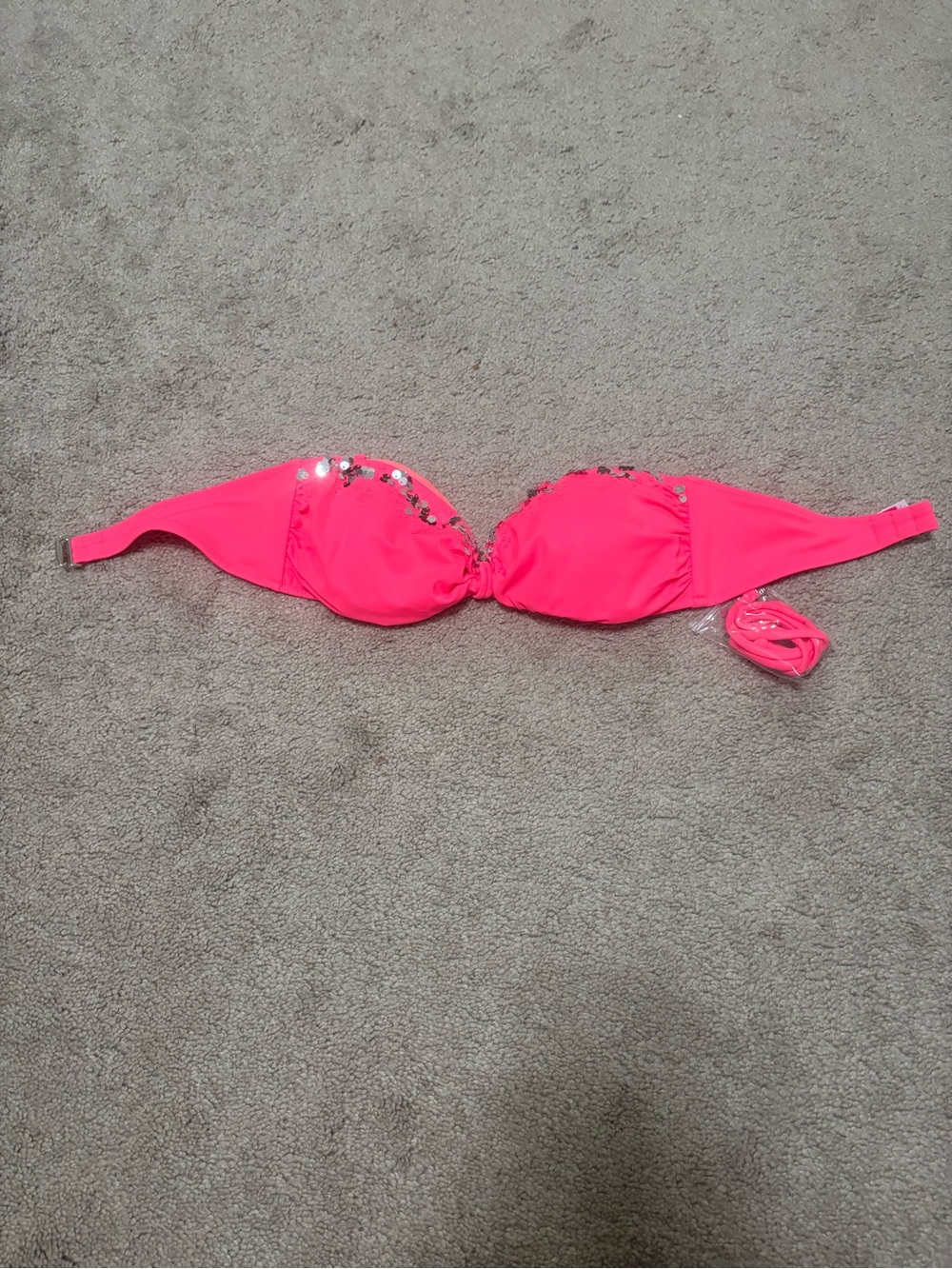 Victoria's Secret Neon Pink Sequin Bikini Top